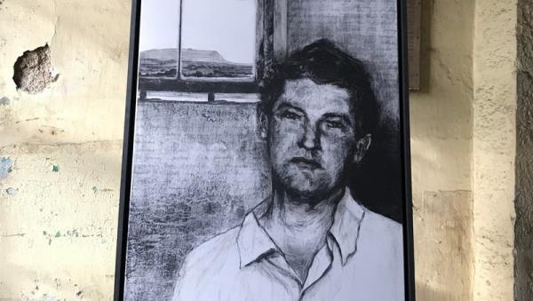 Emma Stroude's 2018 portrait of Michael Collins in Sligo Jail as commissio<em></em>ned by the Friends of Sligo Gaol. Photo:         Peter Vamos