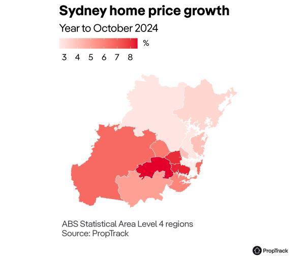 Sydney property price heat map.
