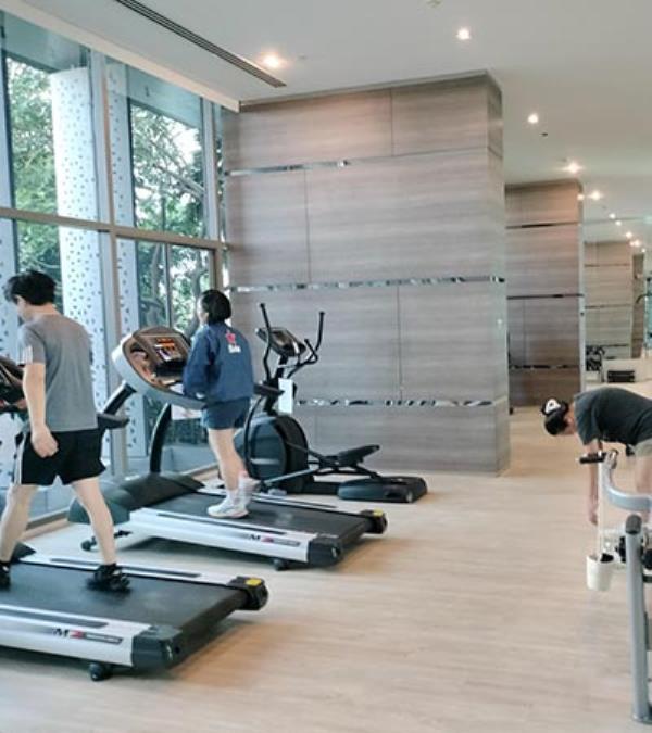 Shared gym facility at apartment complex