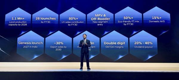 Jose Munoz, the global president and CEO of Hyundai Motor Co., speaks during 2025 CEO Investor Day in Mumbai, India, Wednesday.  (Hyundai Motor India)